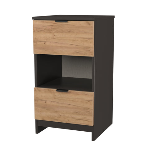 Bora 2 Drawer Bedside Cabinet with Open Shelf