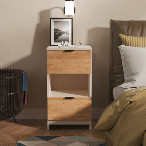 Bora 2 Drawer Bedside Cabinet with Open Shelf