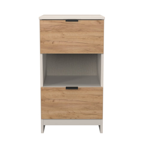 Bora 2 Drawer Bedside Cabinet with Open Shelf