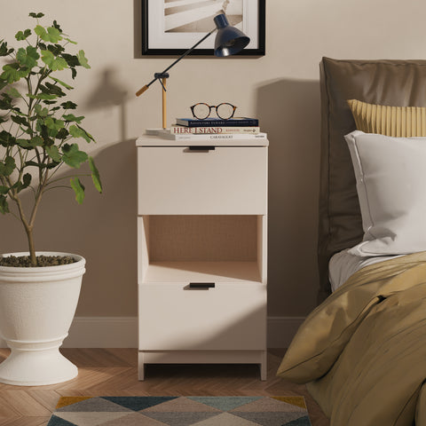Bora 2 Drawer Bedside Cabinet with Open Shelf