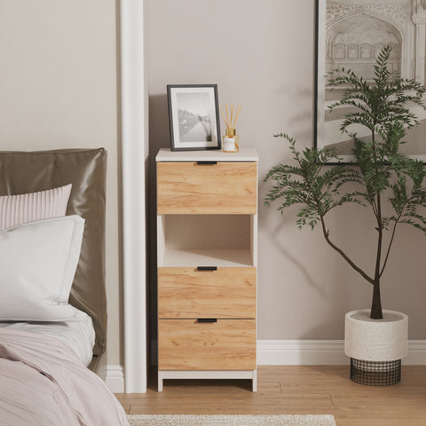 Bora 3 Drawer Bedside Cabinet with Open Shelf
