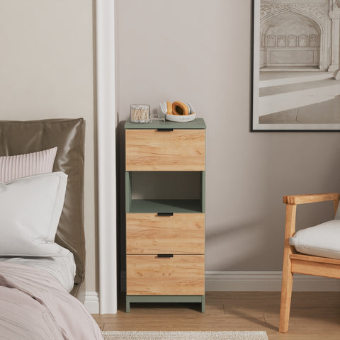 Bora 3 Drawer Bedside Cabinet with Open Shelf