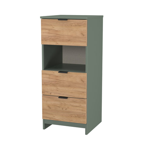 Bora 3 Drawer Bedside Cabinet with Open Shelf
