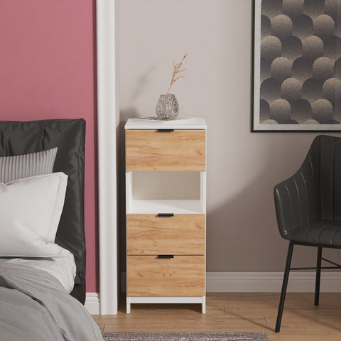 Bora 3 Drawer Bedside Cabinet with Open Shelf