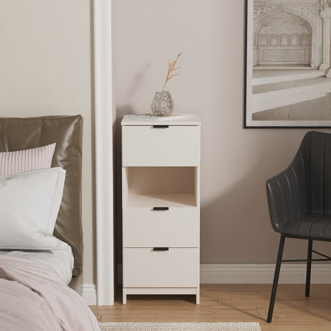 Bora 3 Drawer Bedside Cabinet with Open Shelf