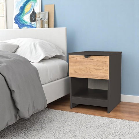 Bora 1 Drawer Bedside Cabinet with Open Shelf