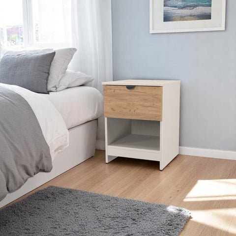 Bora 1 Drawer Bedside Cabinet with Open Shelf