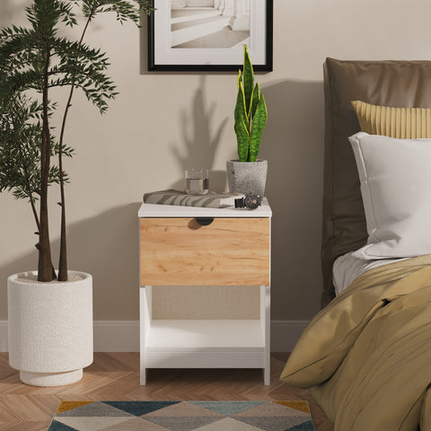 Bora 1 Drawer Bedside Cabinet with Open Shelf