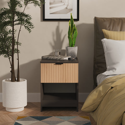 Bora 1 Drawer Bedside Cabinet with Open Shelf