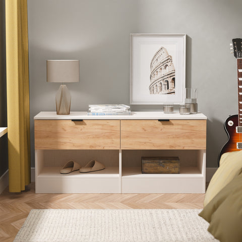Bora 2 Drawer Bed Box with Open Shelves