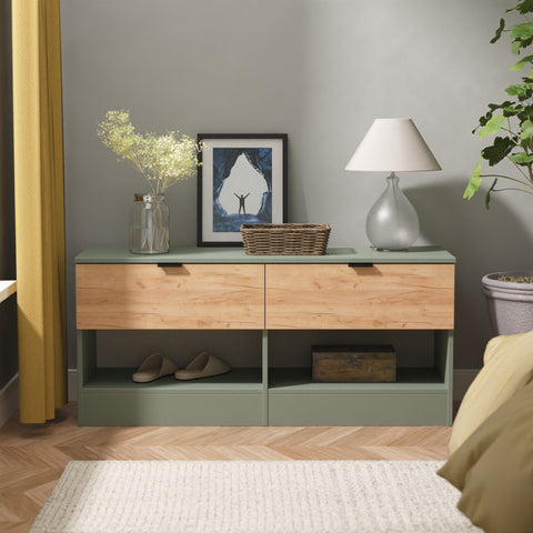 Bora 2 Drawer Bed Box with Open Shelves