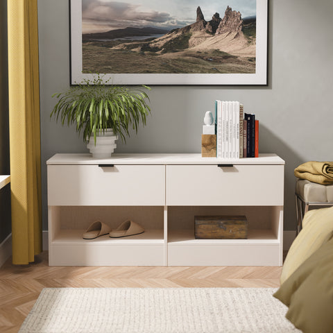 Bora 2 Drawer Bed Box with Open Shelves