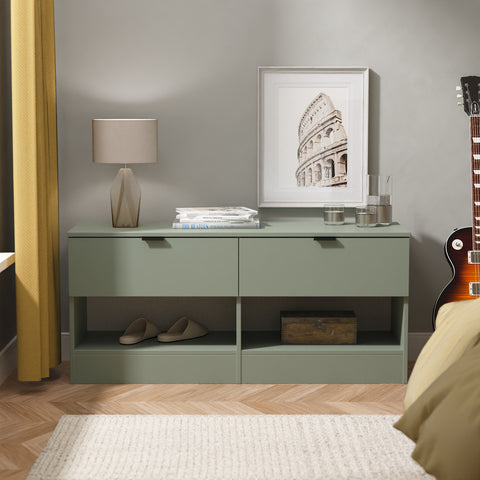 Bora 2 Drawer Bed Box with Open Shelves