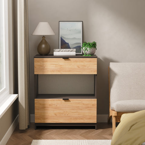 Bora 2 Drawer Deep Chest with Open Shelf