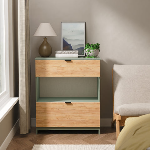 Bora 2 Drawer Deep Chest with Open Shelf