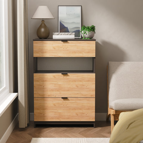 Bora 3 Drawer Deep Chest with Open Shelf