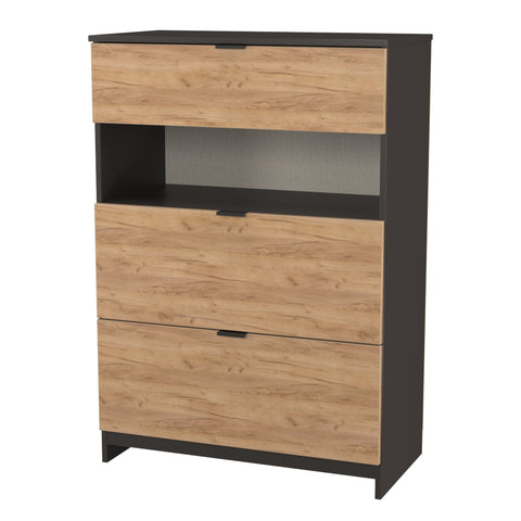 Bora 3 Drawer Deep Chest with Open Shelf