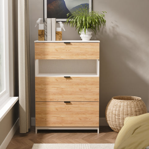 Bora 3 Drawer Deep Chest with Open Shelf