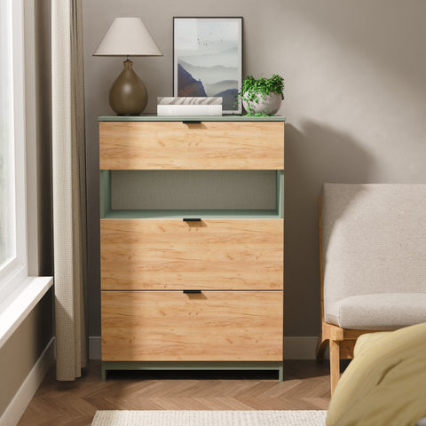 Bora 3 Drawer Deep Chest with Open Shelf
