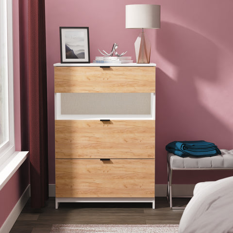 Bora 3 Drawer Deep Chest with Open Shelf
