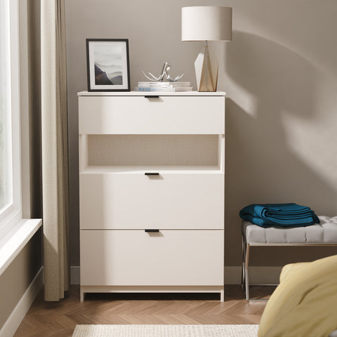 Bora 3 Drawer Deep Chest with Open Shelf