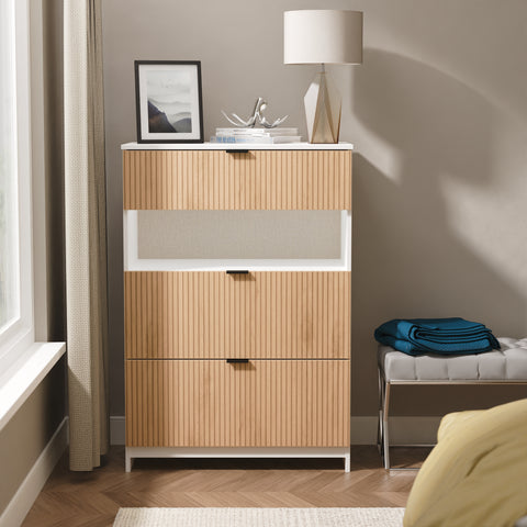 Bora 3 Drawer Deep Chest with Open Shelf