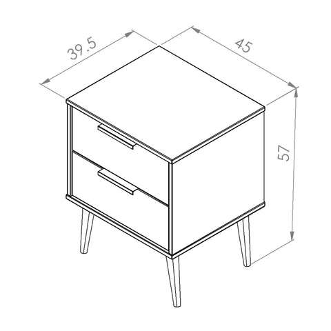 Hong Kong 2 Drawer Bedside Cabinet