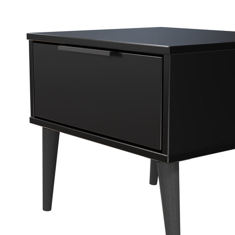 Hong Kong (Black Legs) 1 Drawer Bedside Cabinet  with Legs