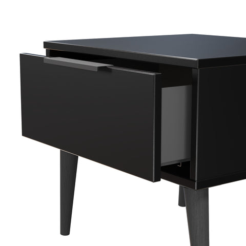 Hong Kong (Black Legs) 1 Drawer Bedside Cabinet  with Legs
