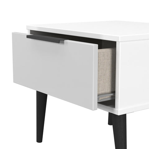 Hong Kong (Black Legs) 1 Drawer Bedside Cabinet  with Legs