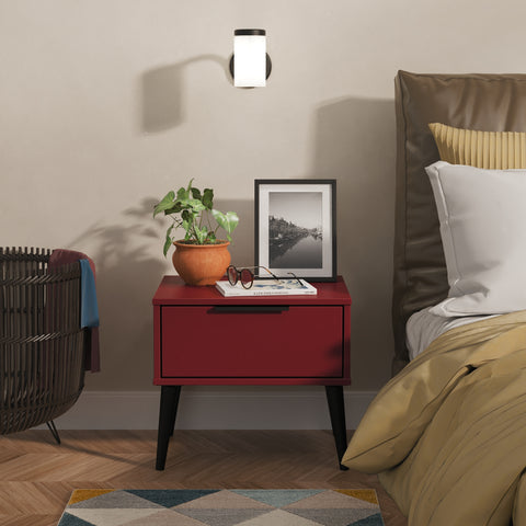 Hong Kong (Black Legs) 1 Drawer Bedside Cabinet  with Legs