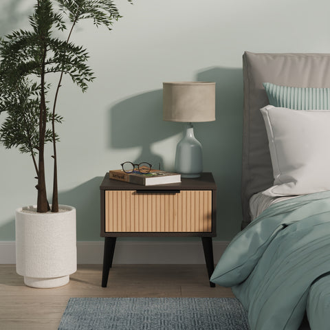 Hong Kong (Black Legs) 1 Drawer Bedside Cabinet  with Legs