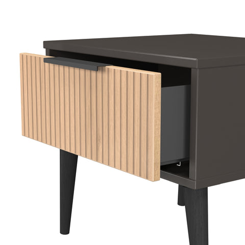 Hong Kong (Black Legs) 1 Drawer Bedside Cabinet  with Legs