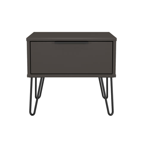 Hong Kong (Black Hairping Legs) 1 Drawer Bedside Cabinet  with Legs