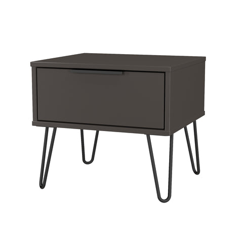 Hong Kong (Black Hairping Legs) 1 Drawer Bedside Cabinet  with Legs