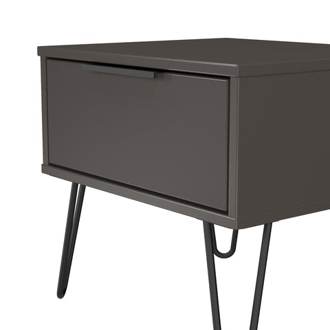 Hong Kong (Black Hairping Legs) 1 Drawer Bedside Cabinet  with Legs
