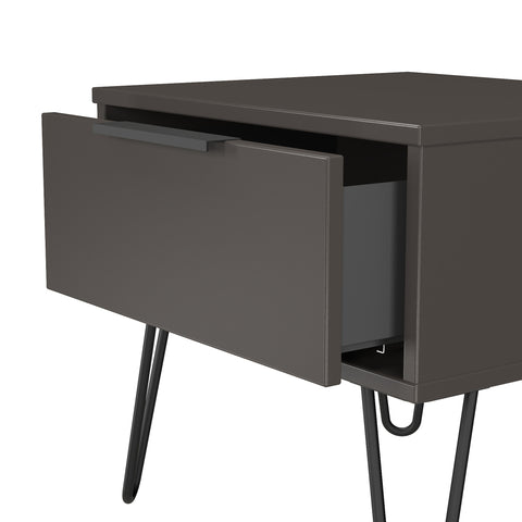 Hong Kong (Black Hairping Legs) 1 Drawer Bedside Cabinet  with Legs