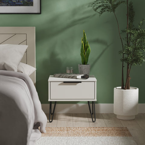 Hong Kong (Black Hairping Legs) 1 Drawer Bedside Cabinet  with Legs