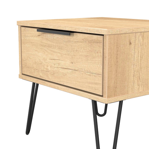 Hong Kong (Black Hairping Legs) 1 Drawer Bedside Cabinet  with Legs