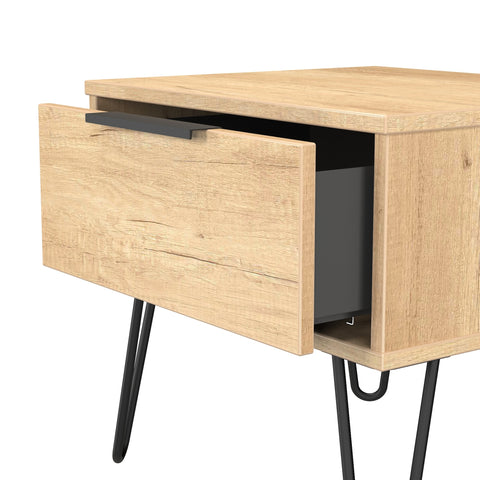 Hong Kong (Black Hairping Legs) 1 Drawer Bedside Cabinet  with Legs