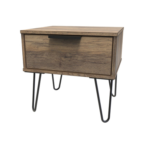 Hong Kong (Black Hairping Legs) 1 Drawer Bedside Cabinet  with Legs