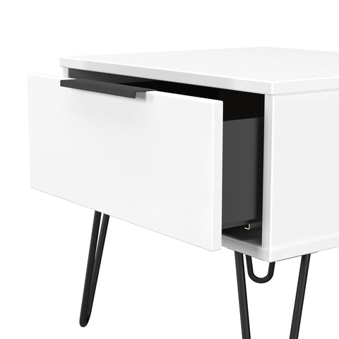 Hong Kong (Black Hairping Legs) 1 Drawer Bedside Cabinet  with Legs