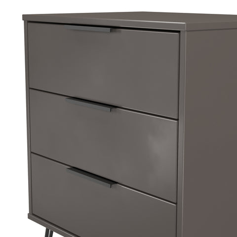 Hong Kong (Black Hairping Legs) 3 Drawer Midi Chest with Legs