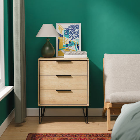 Hong Kong (Black Hairping Legs) 3 Drawer Midi Chest with Legs
