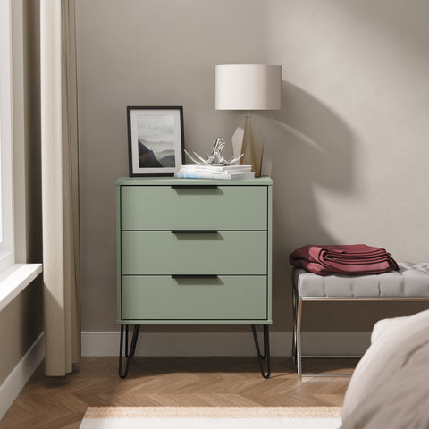 Hong Kong (Black Hairping Legs) 3 Drawer Midi Chest with Legs