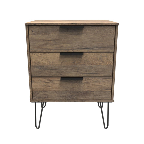 Hong Kong (Black Hairping Legs) 3 Drawer Midi Chest with Legs