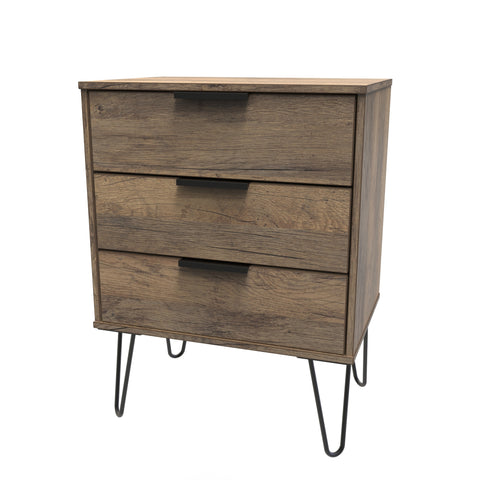 Hong Kong (Black Hairping Legs) 3 Drawer Midi Chest with Legs