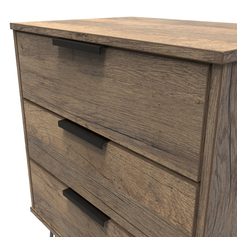 Hong Kong (Black Hairping Legs) 3 Drawer Midi Chest with Legs