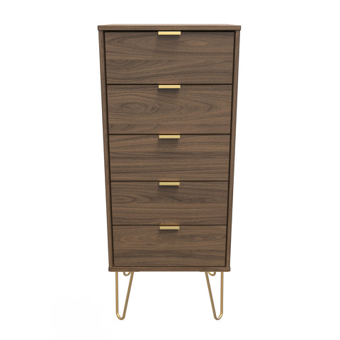 Hong Kong (Gold Hairpin Legs) 5 Drawer Bedside Cabinet