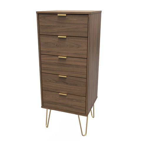 Hong Kong (Gold Hairpin Legs) 5 Drawer Bedside Cabinet